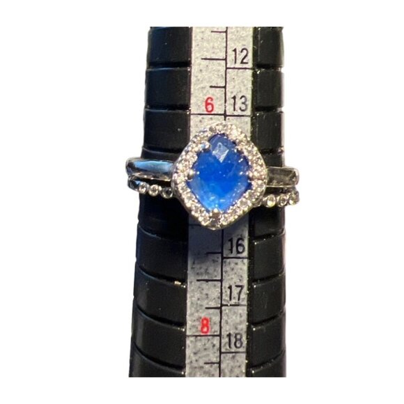 Ring Bomb Party Ring , size 7, blue stone ring silver band - Picture 4 of 5